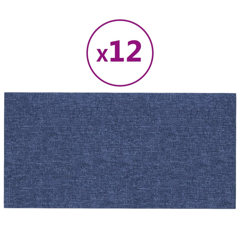vidaXL 12 db kék szövet fali panel 60x30 cm 2,16 m²