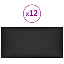 vidaXL 12 db fekete műbőr fali panel 60 x 30 cm 2,16 m²
