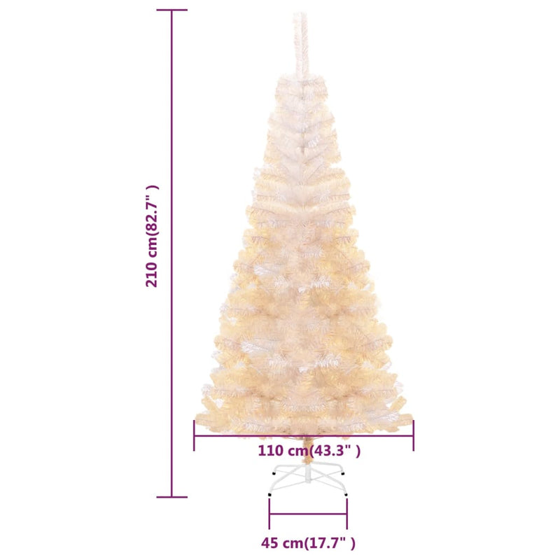 vidaXL fehér PVC műkarácsonyfa irizáló csúcsokkal 210 cm