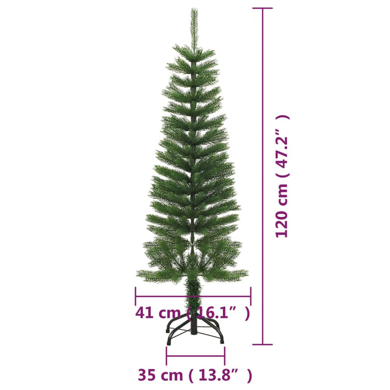 vidaXL vékony polietilén műkarácsonyfa állvánnyal 120 cm