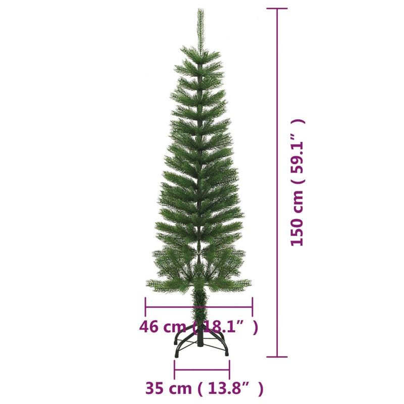 vidaXL vékony polietilén műkarácsonyfa állvánnyal 150 cm