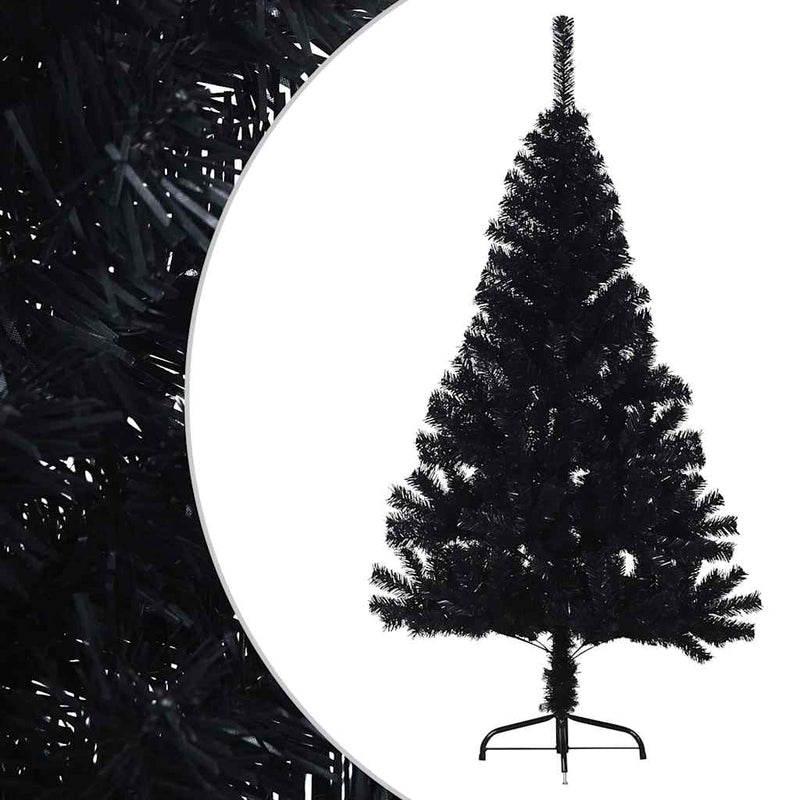 vidaXL fekete PVC fél műkarácsonyfa állvánnyal 150 cm
