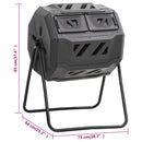 vidaXL fekete kerti komposztálóláda 73 x 64 x 95 cm 160 L