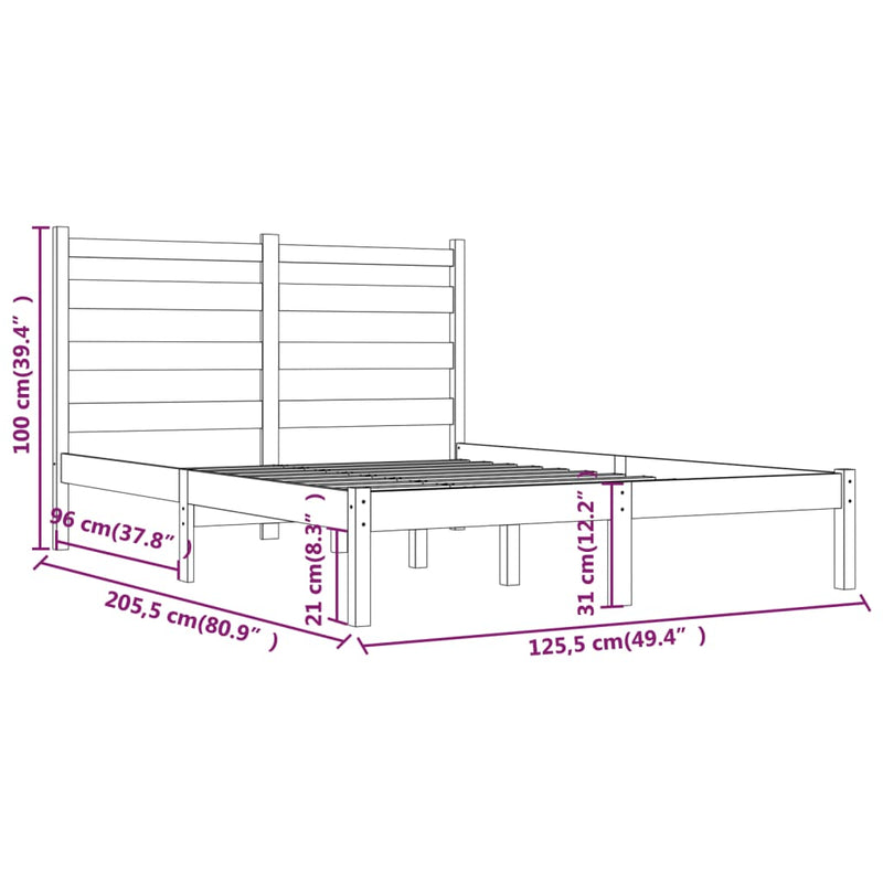 vidaXL fehér tömör fenyőfa ágykeret 120 x 200 cm