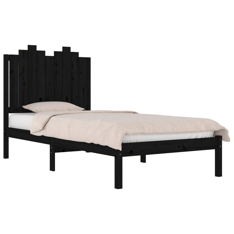 vidaXL Small Single fekete tömör fenyőfa ágykeret 75 x 190 cm