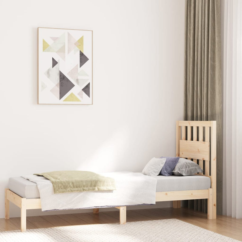 vidaXL Small Single tömör fenyőfa ágykeret 75 x 190 cm