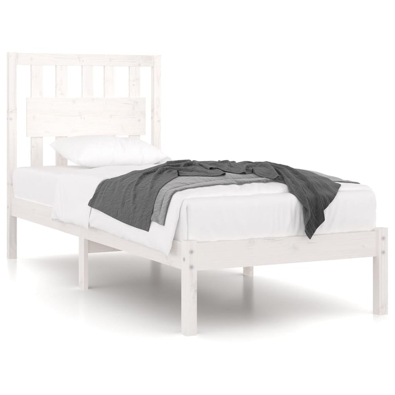 vidaXL Single fehér tömör fenyőfa ágykeret 90 x 190 cm