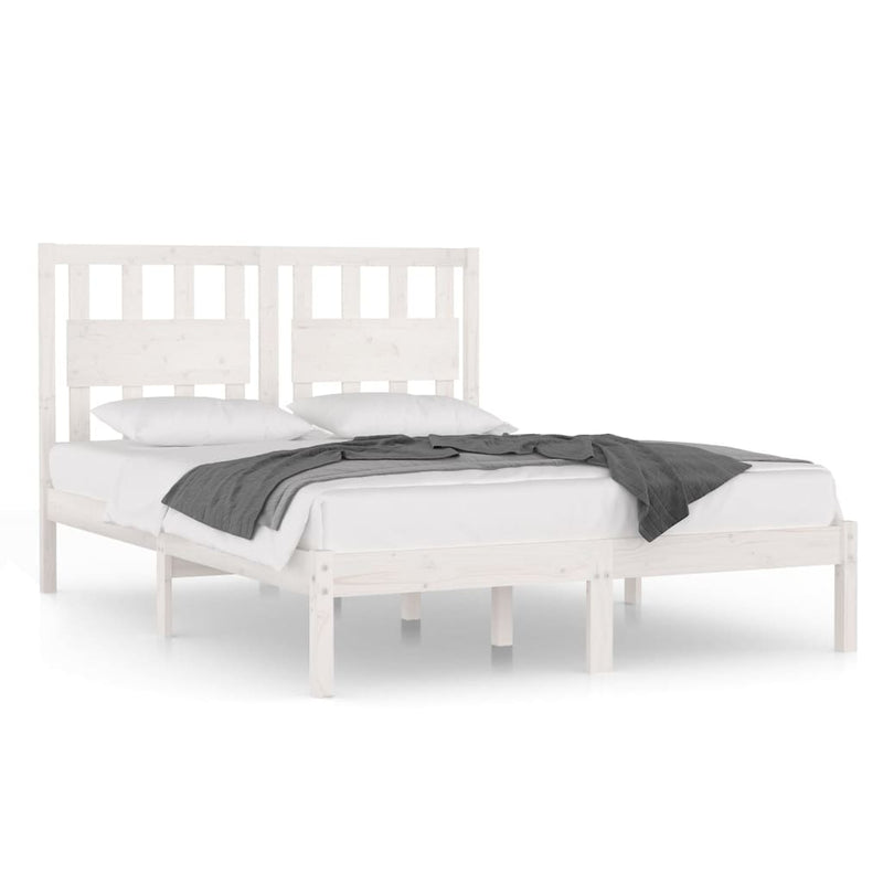 vidaXL Small Double fehér tömör fenyőfa ágykeret 120 x 190 cm
