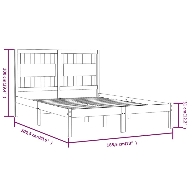 vidaXL Super King tömör fenyőfa ágykeret 180 x 200 cm