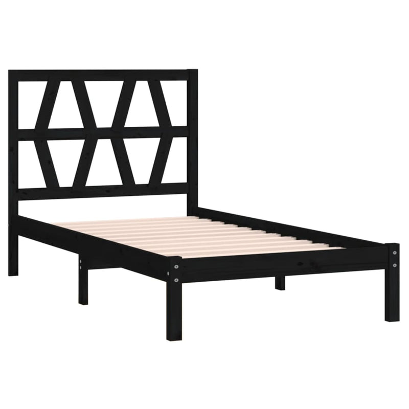 vidaXL Small Single fekete tömör fenyőfa ágykeret 75 x 190 cm