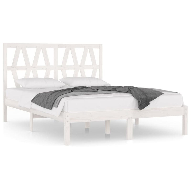 vidaXL Small Double fehér tömör fenyőfa ágykeret 120 x 190 cm