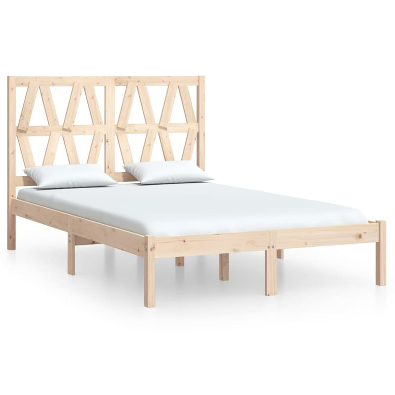 vidaXL Double tömör fenyőfa ágykeret 135 x 190 cm