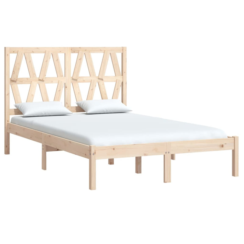 vidaXL Double tömör fenyőfa ágykeret 135 x 190 cm