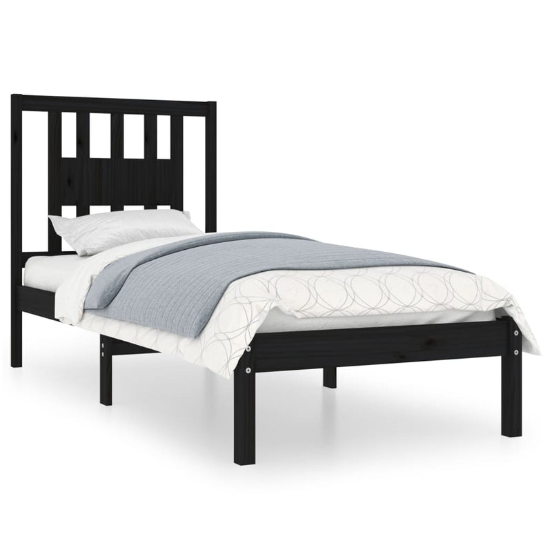 vidaXL Small Single fekete tömör fa ágykeret 75 x 190 cm