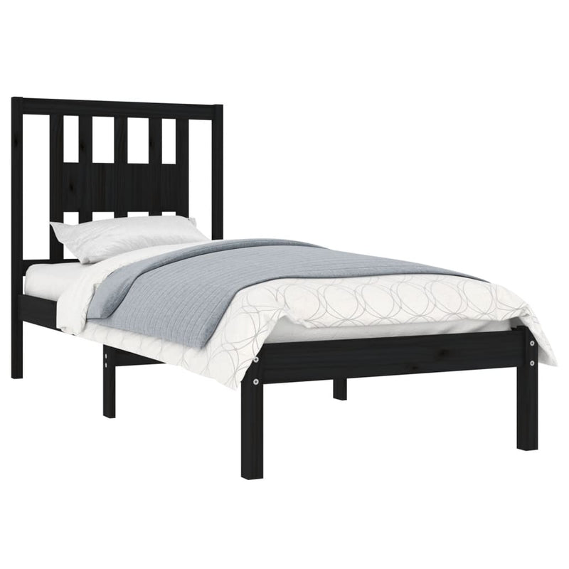vidaXL Small Single fekete tömör fa ágykeret 75 x 190 cm