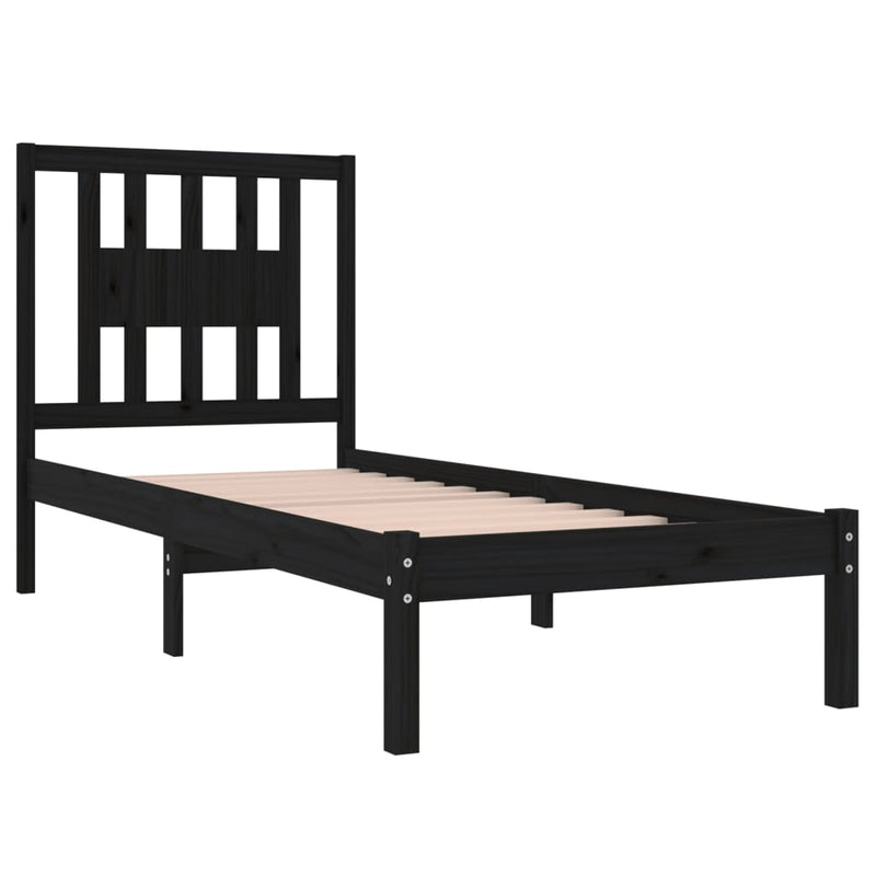 vidaXL Small Single fekete tömör fa ágykeret 75 x 190 cm