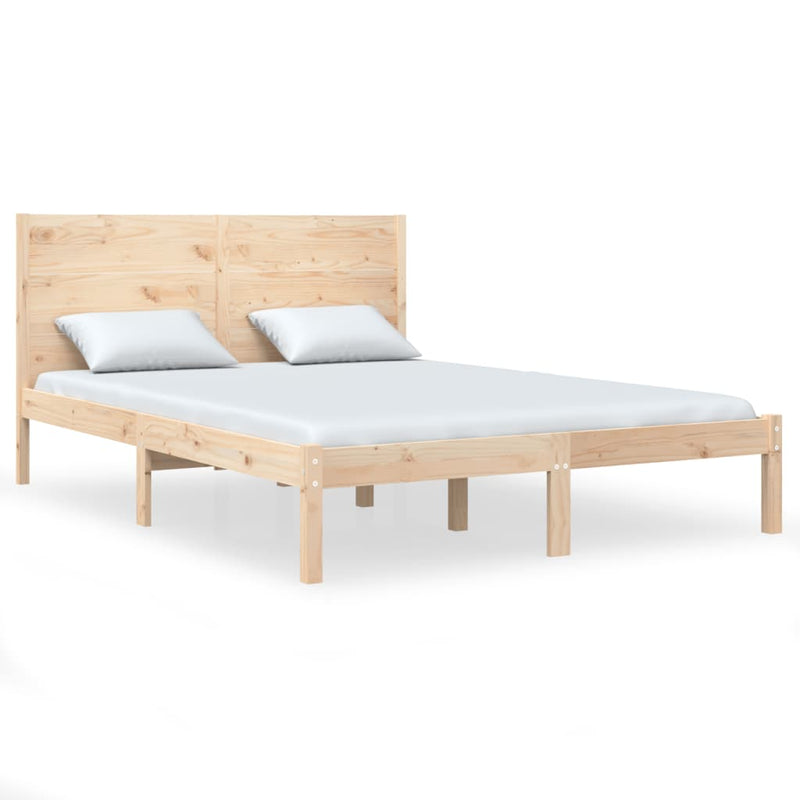 vidaXL Double tömör fa ágykeret 135 x 190 cm