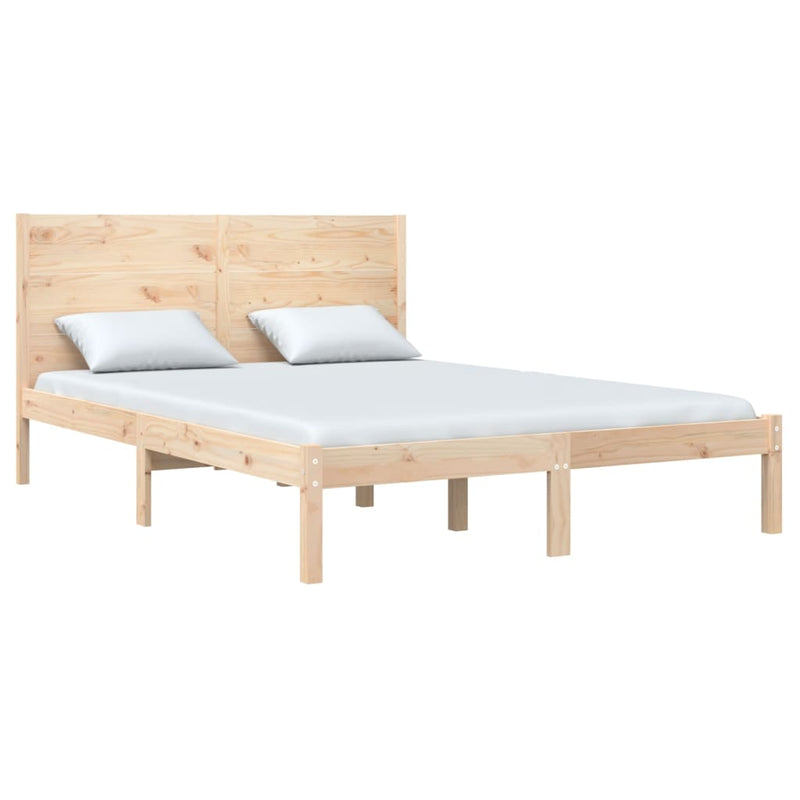 vidaXL Double tömör fa ágykeret 135 x 190 cm