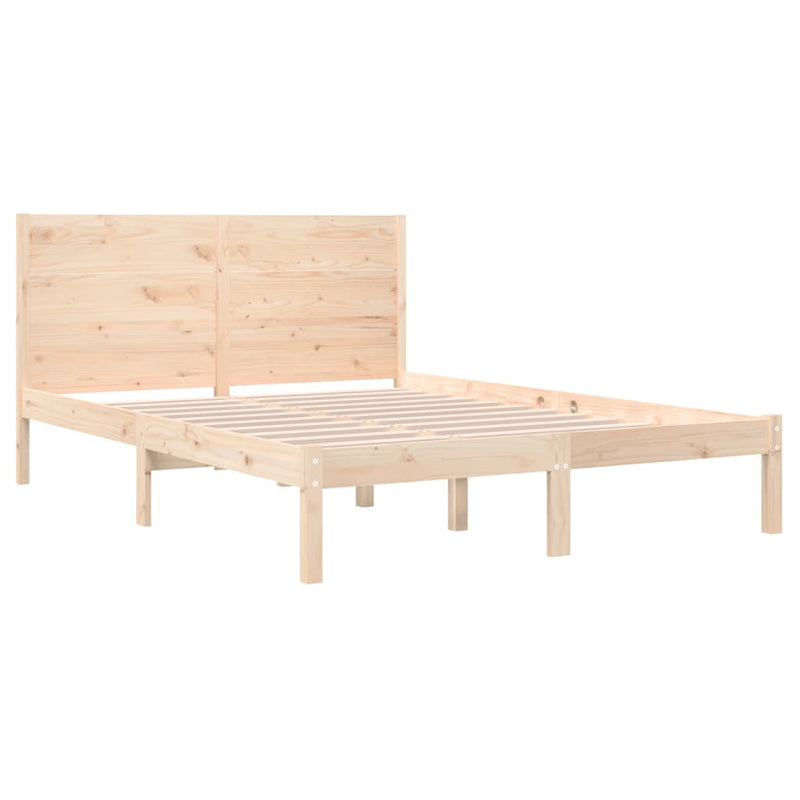 vidaXL Double tömör fa ágykeret 135 x 190 cm