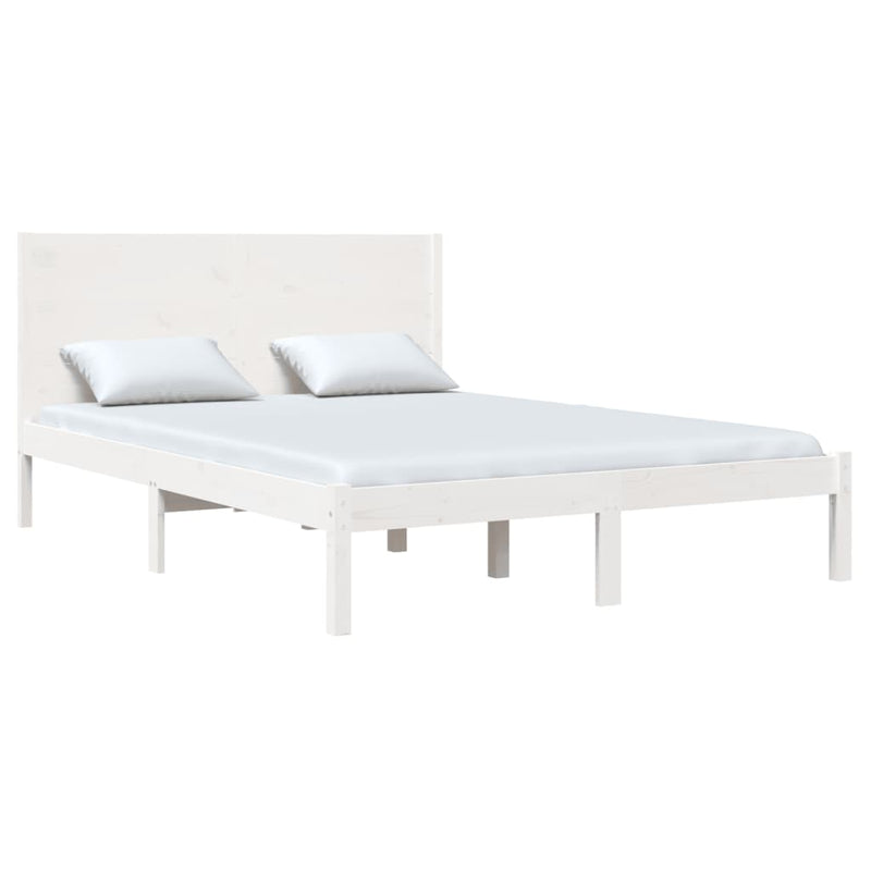 vidaXL fehér tömör fenyőfa ágy matrac nélkül 140x190 cm