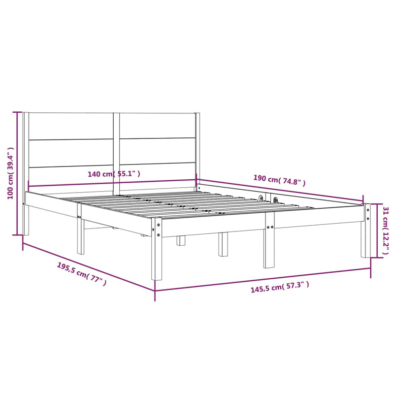 vidaXL fehér tömör fenyőfa ágy matrac nélkül 140x190 cm