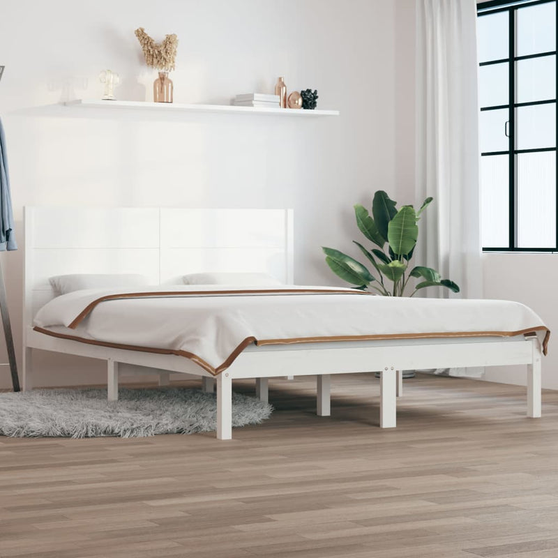 vidaXL fehér tömör fenyőfa ágy matrac nélkül 140 x 200 cm
