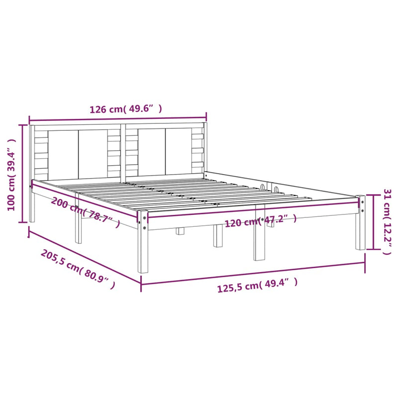 vidaXL fehér tömör fenyőfa ágy matrac nélkül 120 x 200 cm