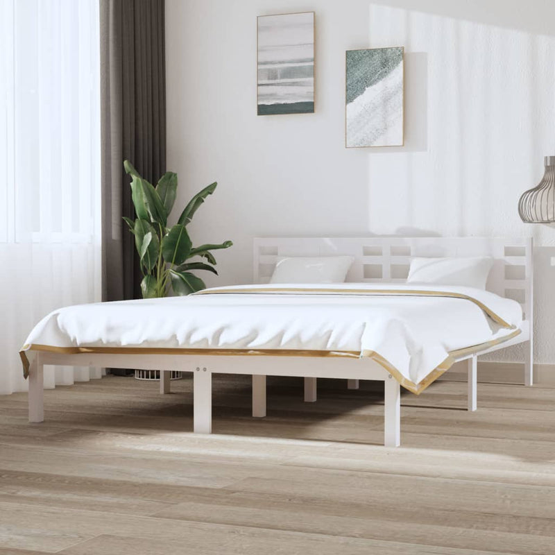 vidaXL fehér tömör fenyőfa ágy matrac nélkül 120 x 200 cm