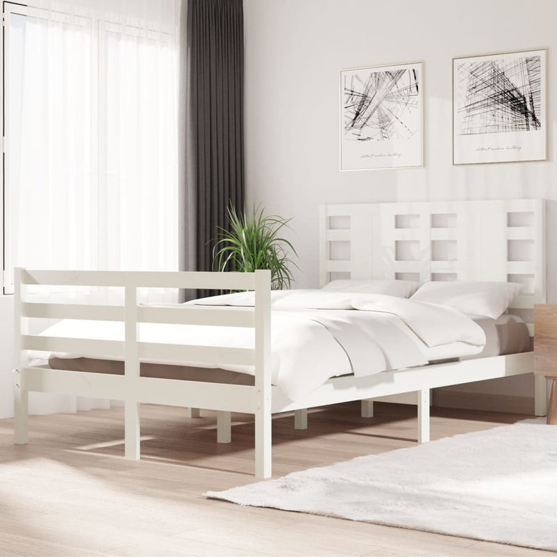 vidaXL fehér tömör fenyőfa ágy matrac nélkül 120 x 200 cm