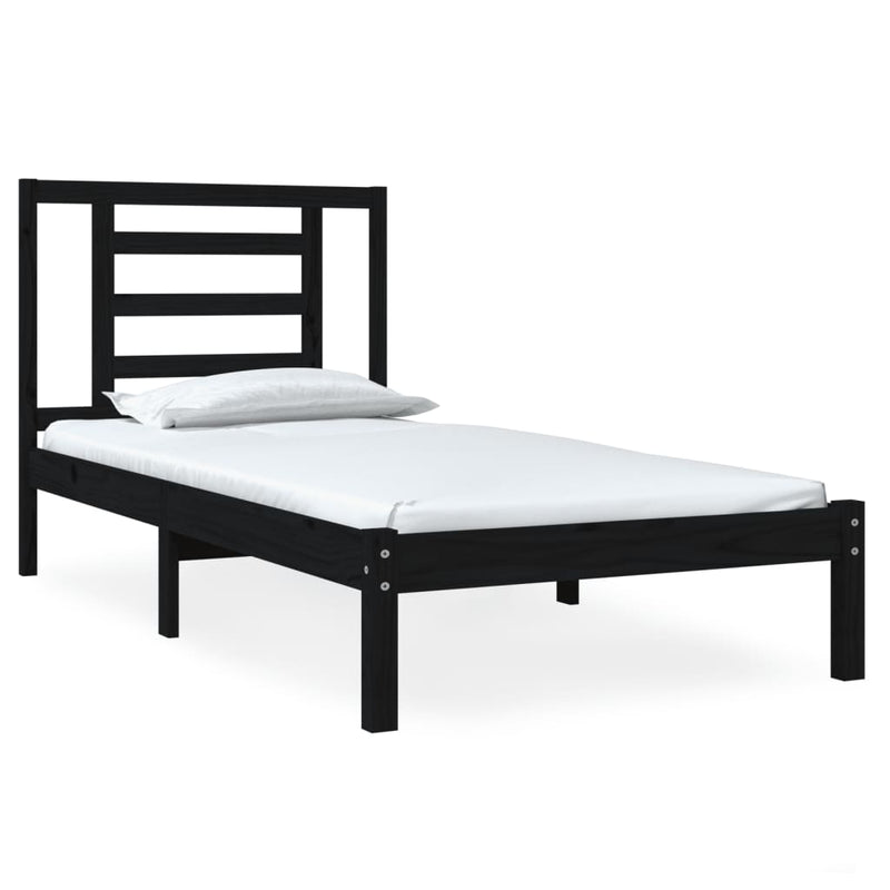 vidaXL Small Single fekete tömör fa ágykeret 75 x 190 cm