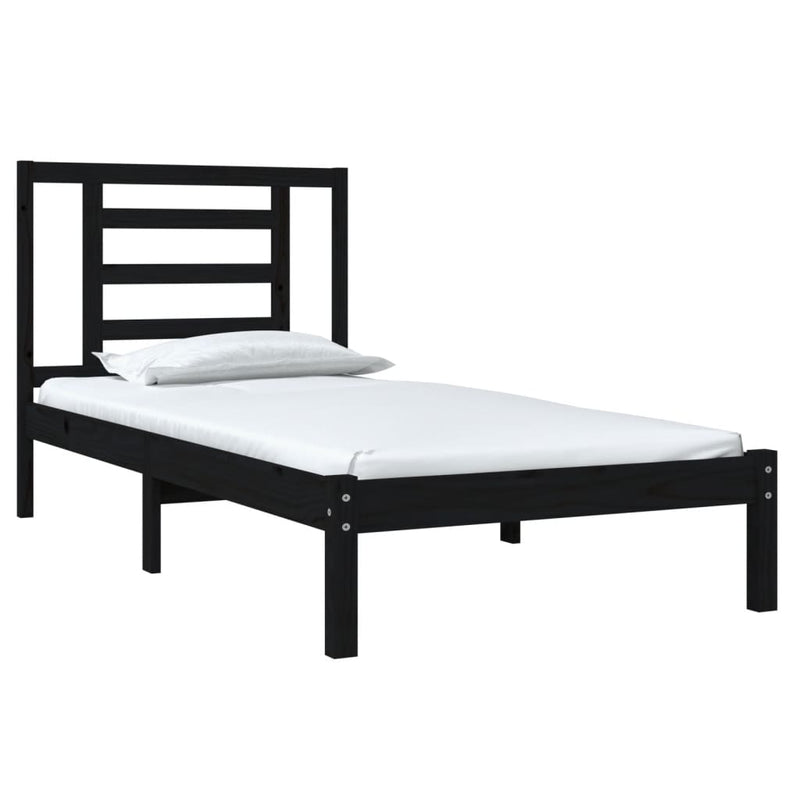 vidaXL Small Single fekete tömör fa ágykeret 75 x 190 cm