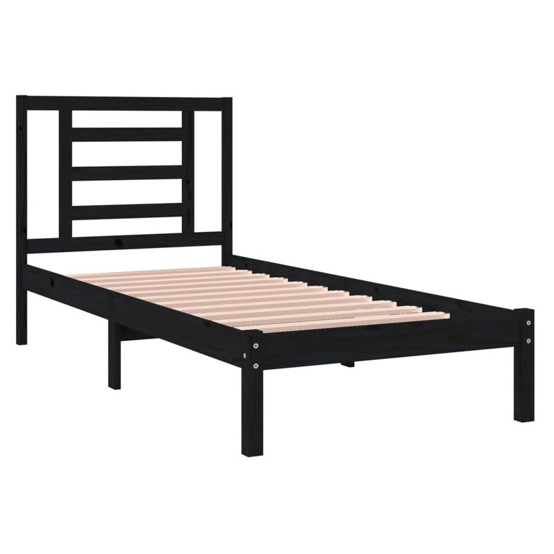 vidaXL Small Single fekete tömör fa ágykeret 75 x 190 cm