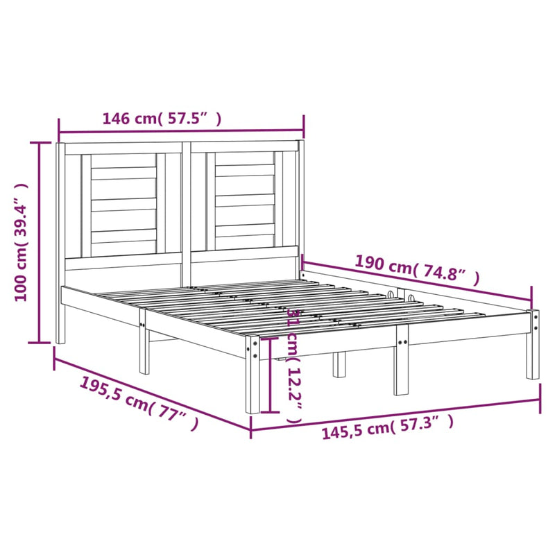 vidaXL tömör fenyőfa ágy matrac nélkül 140 x 190 cm