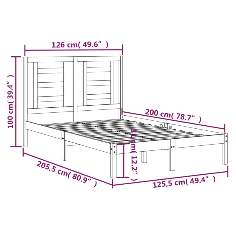 vidaXL fehér tömör fenyőfa ágy matrac nélkül 120 x 200 cm
