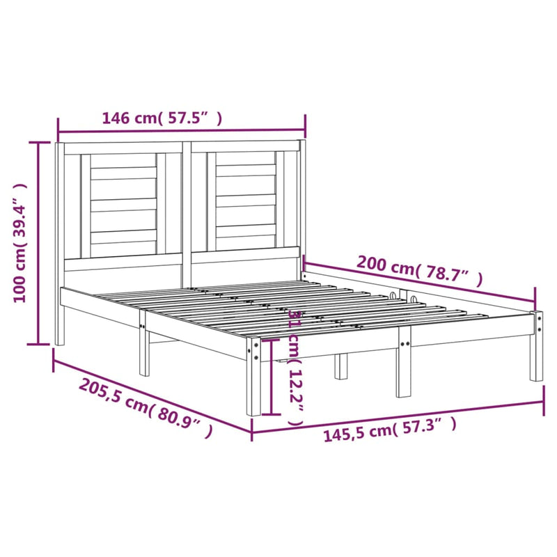 vidaXL fehér tömör fenyőfa ágy matrac nélkül 140 x 200 cm