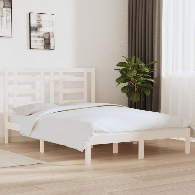 vidaXL fehér tömör fenyőfa ágy matrac nélkül 140 x 200 cm