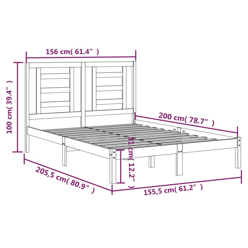 vidaXL tömör fenyőfa ágy matrac nélkül 150x200 cm