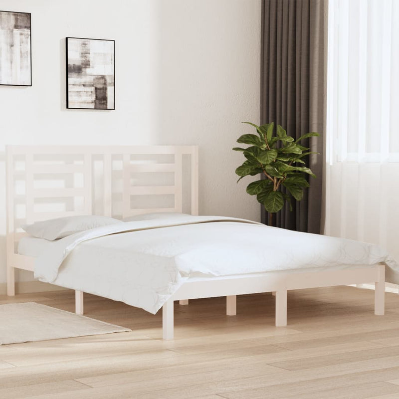 vidaXL fehér tömör fenyőfa ágy matrac nélkül 160 x 200 cm