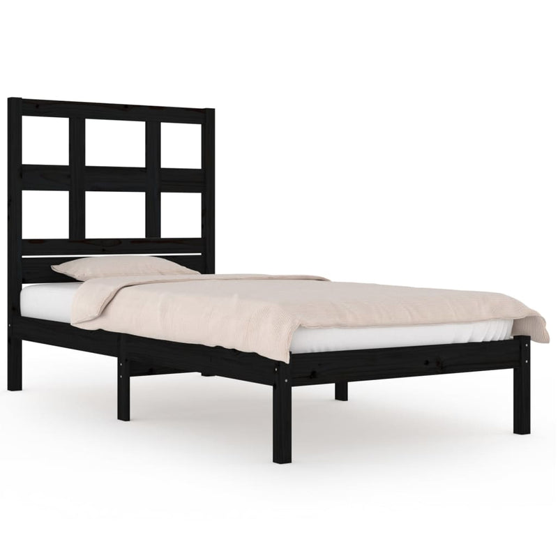vidaXL Small Single fekete tömör fa ágykeret 75 x 190 cm