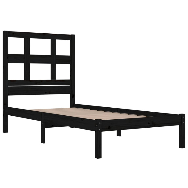 vidaXL Small Single fekete tömör fa ágykeret 75 x 190 cm
