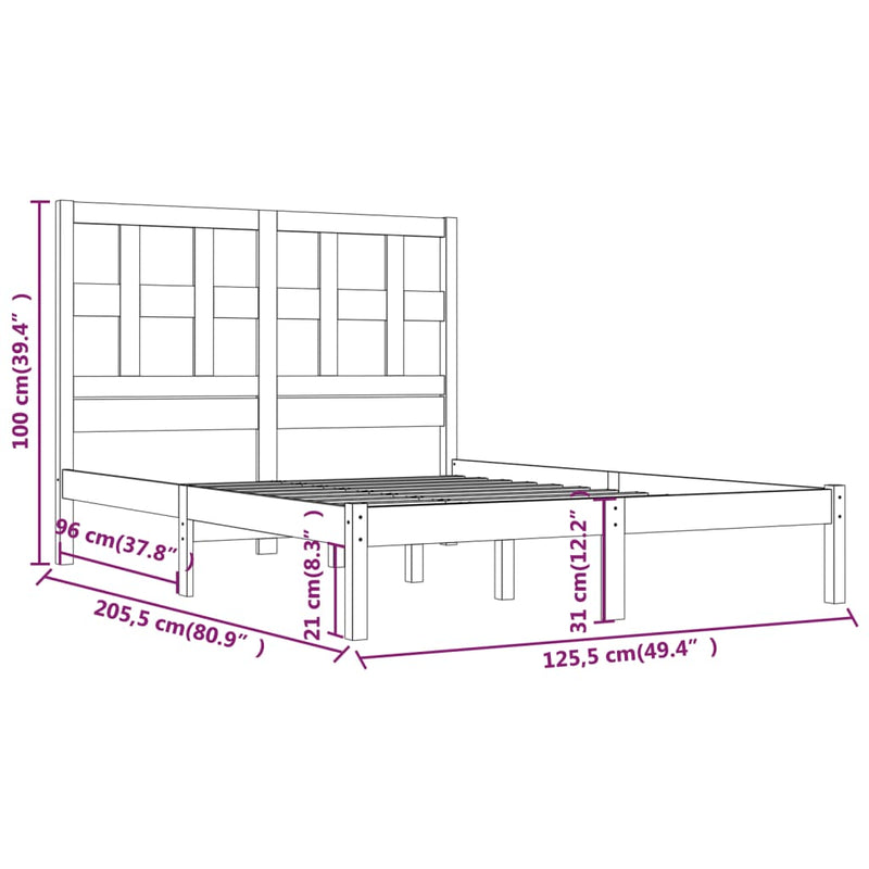 vidaXL fehér tömör fenyőfa ágy matrac nélkül 120 x 200 cm