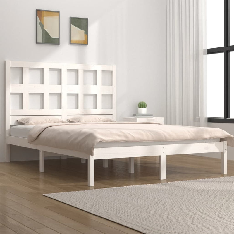 vidaXL fehér tömör fenyőfa ágy matrac nélkül 140 x 200 cm