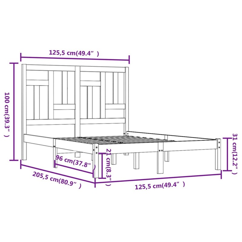 vidaXL fehér tömör fenyőfa ágy matrac nélkül 120 x 200 cm