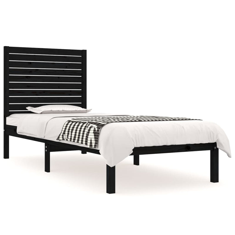 vidaXL Small Single fekete tömör fa ágykeret 75 x 190 cm