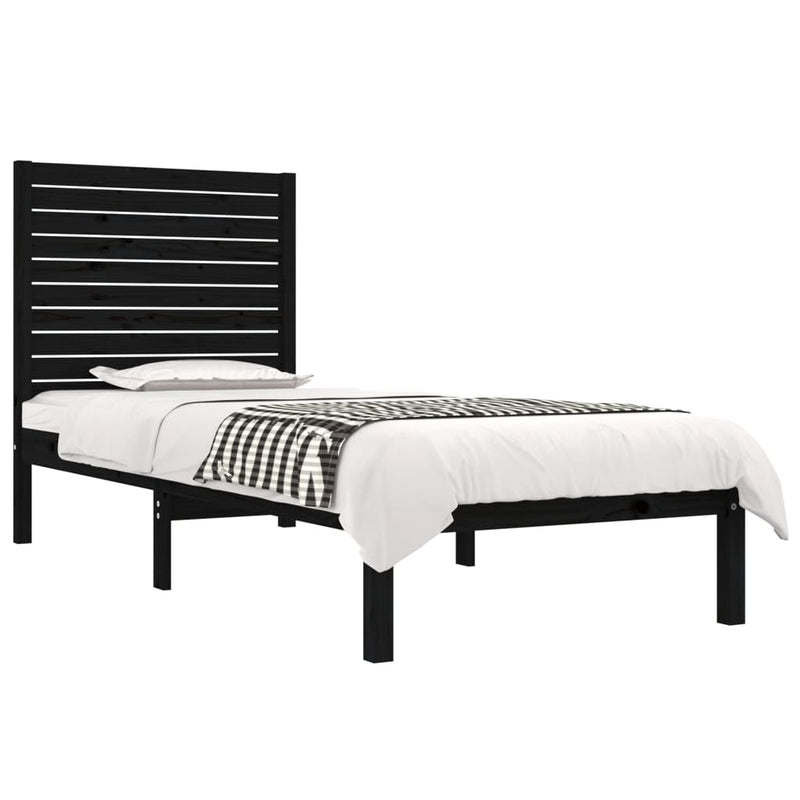 vidaXL Small Single fekete tömör fa ágykeret 75 x 190 cm