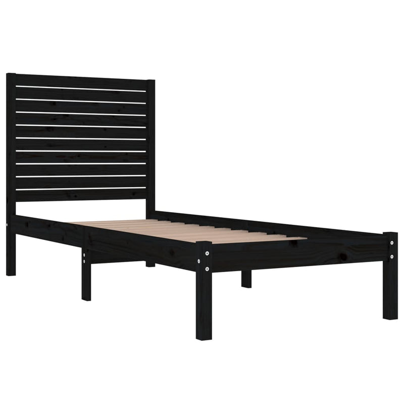vidaXL Small Single fekete tömör fa ágykeret 75 x 190 cm