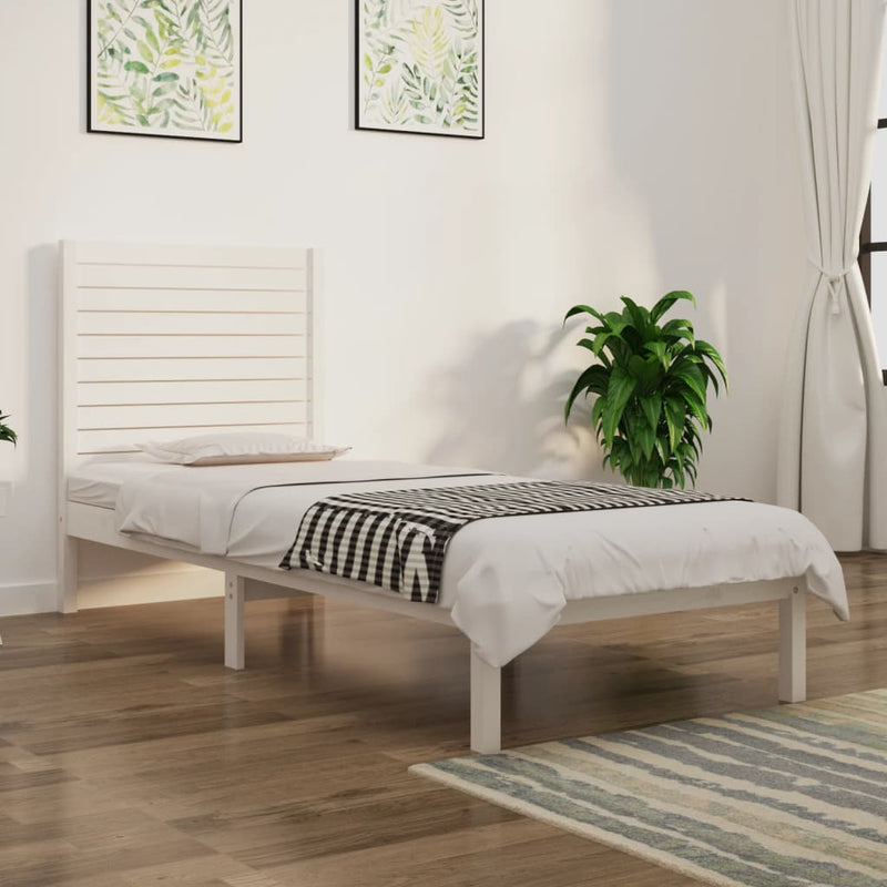 vidaXL Single fehér tömör fa ágykeret 90 x 190 cm