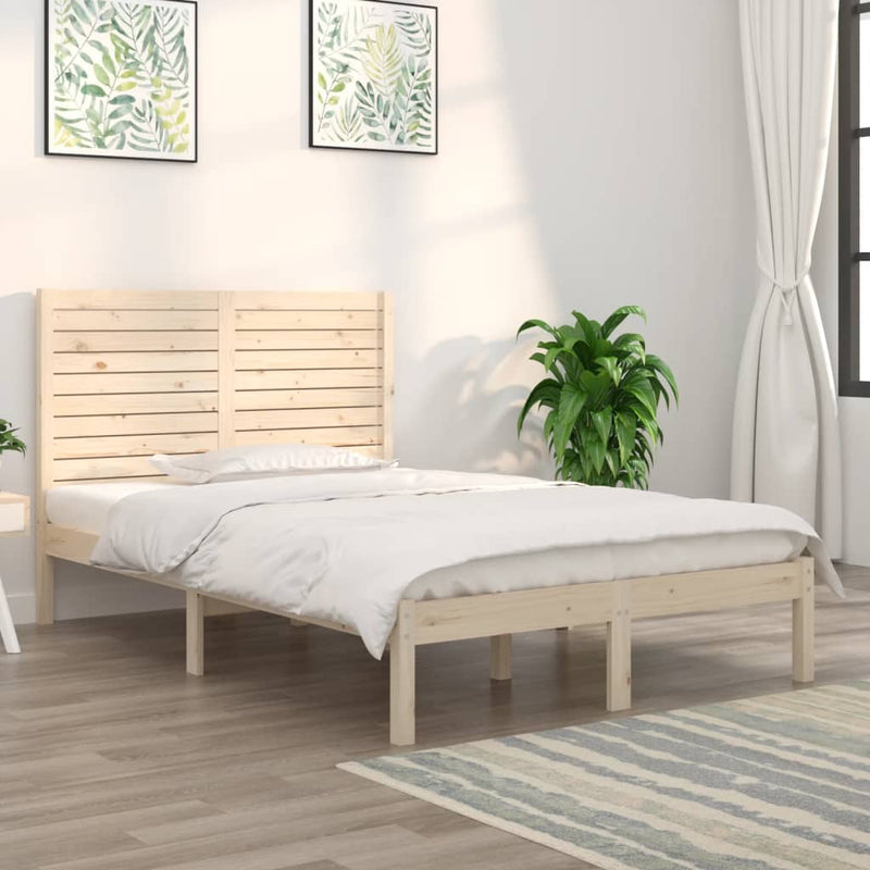 vidaXL Double tömör fa ágykeret 135 x 190 cm