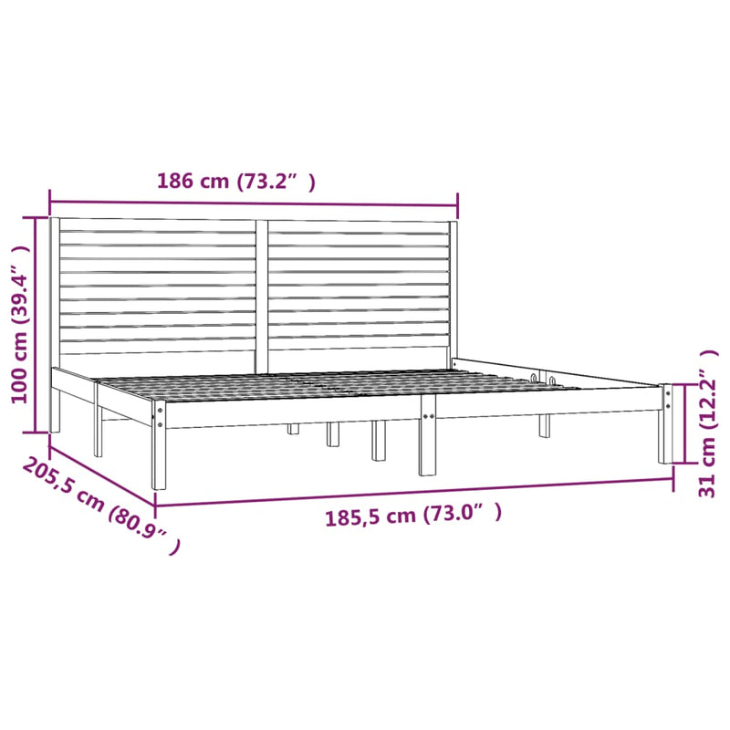 vidaXL Super King tömör fa ágykeret 180 x 200 cm