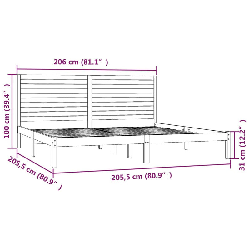 vidaXL tömör fa ágykeret 200 x 200 cm